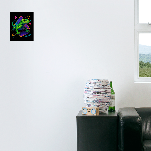 Retro Neon Green Ameiva by Reptiq's Store